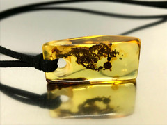 AMBER PENDANT Gift Unique Rectangular Baltic Amber Bead On Black Cord 6,5g 18116