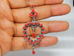 Natural Italian Coral Heart Earring Studs 925 Sterling Silver Wedding Studs gift