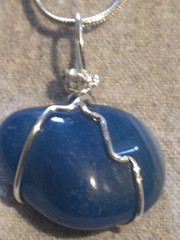 Blue Agate Pendant On A Sterling Silver Necklace