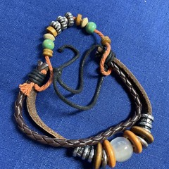 Brown Multicolor Braided Leather Beaded Bracelet Adjustable Cord Charm Unisex