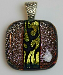 Made In USA Fused Glass Pendant with 18″ Soft Leather Necklace P17