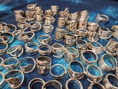 Lot of 25 Spoon Rings sterling silver plate/ stainless steel mix band spiral