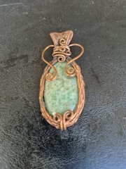 Chrysoprase Wire-Wrapped Gemstone Handmade Pendant