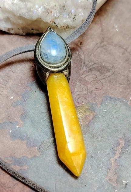 Sunshine, Golden Healer Quartz Necklace Moonstone Pendant, Joy Healing Jewelry
