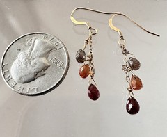 Faceted Gemstone Briolette Gold Filled Dangle Earrings Garnet Topaz Quartz