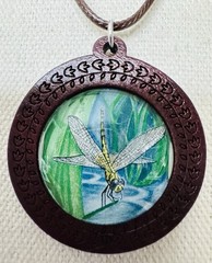 Dragonfly Round Wood On Cord By 927 Designs 1972 Rep Of Chad Postage Stamp