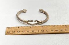 925 Mexican Sterling Silver Cable Knot Cuff Bracelet Taxco Style 30.4g