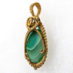Wire-Wrapped 14/20 Gold-Filled Malachite Pendant