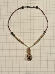 handmade hemp tigers eye pendant necklace with natural beads