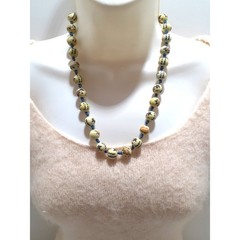 Vintage Chinese Necklace Hand Painted Porcelain Beads Hand Knotted