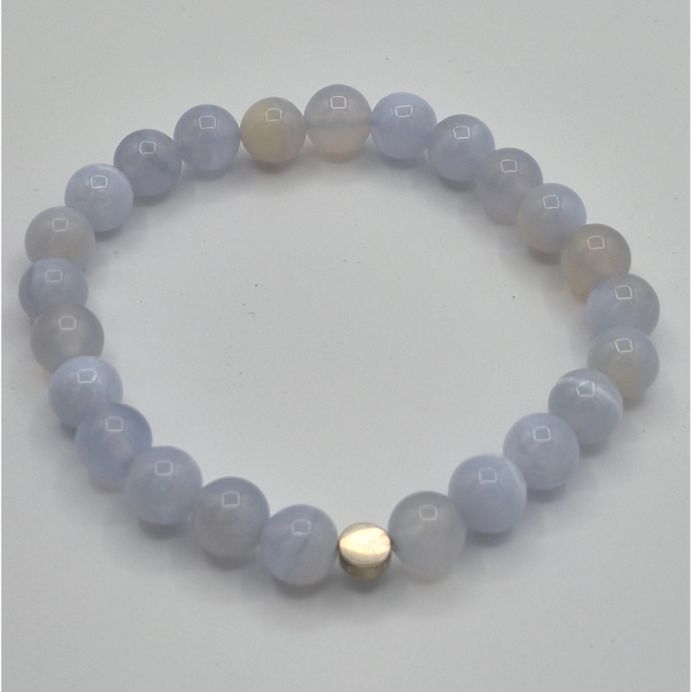 Jay King Blue Lace Agate Bead Stretch Bracelet 6.75 Blue Excellent Mine Finds