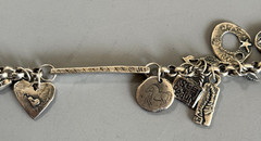 JES MAHARRY Sundance Catalog Sterling Silver LOADED 18 CHARM Bracelet Hearts 41g