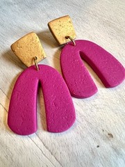 Earrings Statement Earrings Handcrafted Artwork Gold Pink Arches