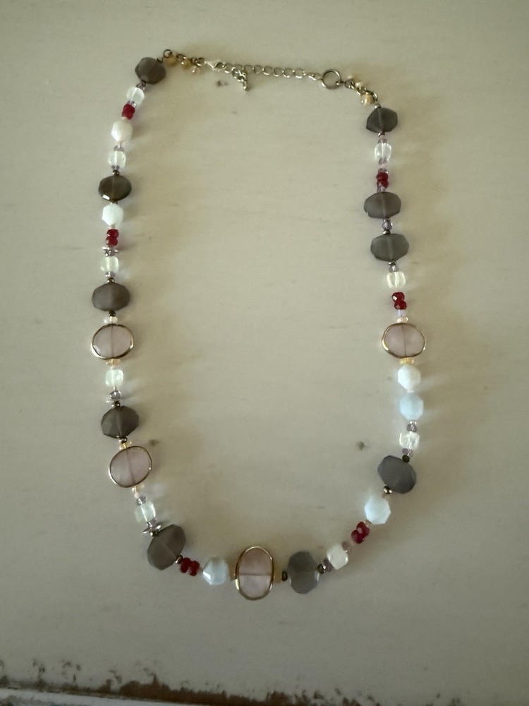 Sundance Catalog Labradorite, Moonstone, Ruby Long Necklace, REDONE