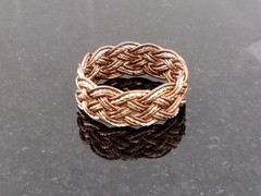 Size 11 Antique Brass / Silver-plated Twist Wire Turks Head Knot Ring Hand Tied