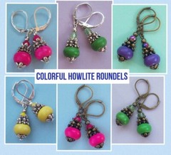 Colorful HOWLITE ROUNDELS Lever back handcrafted CHOOSE X2
