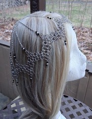Stainless Steel Chainmail Headdress Black Silver Vikings Steampunk Pirate Fayre