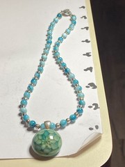 Artisan Handcrafted Art Deco Lampwork Glass Jewelry #9 Necklace blue geometric