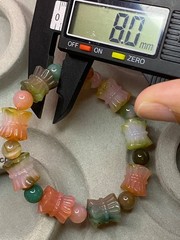 Natural Double Lotus Agate Bracelet Carved Floral Gemstone Stretch 6.5″