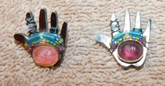 Liztech Artisan Hand Brooch Pin Tac Signed Dated 1997 1998 Healing Hand Lot of 2