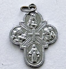Vintage Catholic 4 Way Cross Pendant Made in Japan