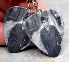 Black, Gray and White Bob Dylan Guitar Pick Earrings