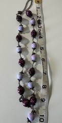 Artisan Purple Lavender Art Glass Bead Necklace Antiqued Brass Statement Jewelry