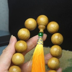 20mm Golden Nanmu Meditation Bead Bracelet Natural Solid Wood Bracelet Gift
