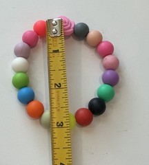 Handcrafted Colorful Silicone Round Beaded With Pink Flower Stretch Bracelet