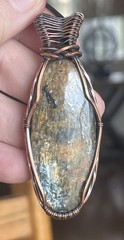 Moss Kyanite ~ Fairly Large Handmade copper wire wrapped pendant 10e