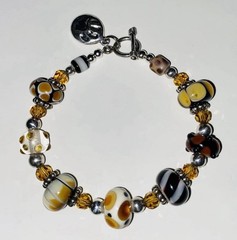 Animal Print Murano Glass And 925 Sterling Silver Bracelet With Toggle Clasp 8”