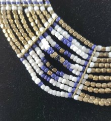 Handcrafted Bib Choker Seed Beads & Gold Spacer Beads Boho Pattern