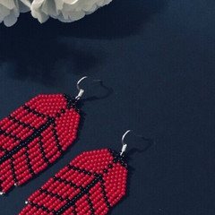Tribal Earrings Native Large Boho American Seed Beads Handmade Earring