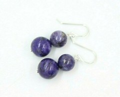 Sugilite Purple 8mm & 10mm Ball Gemstone 925 Sterling Silver Earrings 1 1/4″