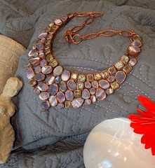 Green & Chevron Amethysts in Copper Necklace, Cleaned & Polished, Ships from USA