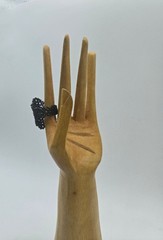 New Artisan Handmade Black Floral Beaded Handcrafted Ring Goth Whimsical