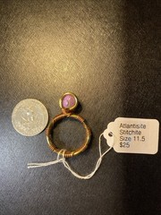 Vibrant Purple Atlantisite Set In Brass Wire Wrapped Ring Size 11.5