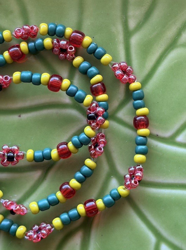 🍉Handmade Watermelon-Inspired Glass Seed Bead Necklace🍉Stainless Steel Clasp✨