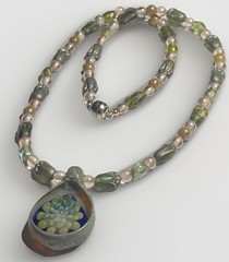 Artisan Handcrafted Art Deco Lampwork Glass Jewelry #3 Necklace Earthy Ooak