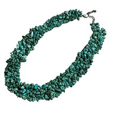 Howlite Necklace Chunk Chip Bib Style 16-18 Inch Blue Green Boho Cowgirl Western
