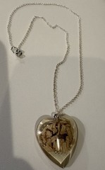 Handmade Home Grown & Dried Flower In Resin Heart Shape With Silver Chain