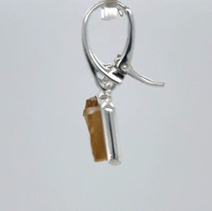 Natural / Raw Cut Square Yellow CITRINE Rough Earrings 925 STERLING SILVER #66e