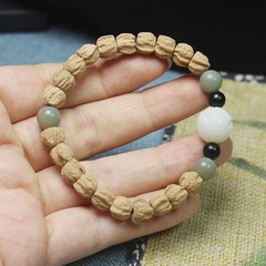8mm Tibetan-Cut Passion Fruit Seed Lotus-Pattern Bracelet with Natural Grain