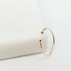 10k Solid Gold Stackable Cuff Ring, Yellow White Rose Open Ball Cuff Rings