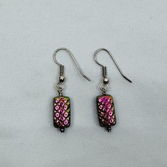 Fused Handcrafted Multicolor Dichroic Glass Earrings On Stainless Steel Hooks