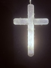 Vintage Turquoise Cross Pendant Acid Tested Silver Handmade Southwest 10 Stone