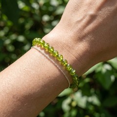 4mm Natural Peridot Stretch Bracelet Heart Chakra Prosperity Luck Women Healing
