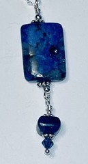 Blue Lapis Stone Sterling Silver & Swarovski Pendant – Denim OOAK