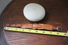 Vintage Leather Cuff Stamped Natural Bracelet Watch Strap Swedish Sweden Brown