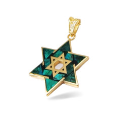 Star of David Eilat Stone Pendant In 14k Gold Magen David Support Israel Jewelry